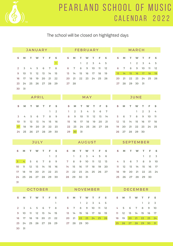 Calendar Pearlandschoolmusic